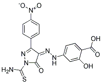 2-HYDROXY-4-(N'-[3-(4-NITRO-PHENYL)-5-OXO-1-THIOCARBAMOYL-1,5-DIHYDRO-PYRAZOL-4-YLIDENE]-HYDRAZINO)-BENZOIC ACID Struktur