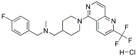 1-(4-FLUOROPHENYL)-N-METHYL-N-((1-[2-(TRIFLUOROMETHYL)-1,6-NAPHTHYRIDIN-5-YL]PIPERIDIN-4-YL)METHYL)METHANAMINE HYDROCHLORIDE Struktur