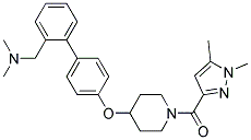 1-[4'-((1-[(1,5-DIMETHYL-1H-PYRAZOL-3-YL)CARBONYL]PIPERIDIN-4-YL)OXY)BIPHENYL-2-YL]-N,N-DIMETHYLMETHANAMINE Struktur