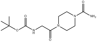 2-BOC-AMINO-1-(4-CARBAMOYL-PIPERAZIN-1-YL)-ETHANONE Struktur