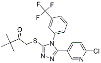 1-({5-(6-chloro-3-pyridyl)-4-[3-(trifluoromethyl)phenyl]-4H-1,2,4-triazol-3-yl}thio)-3,3-dimethylbutan-2-one Struktur