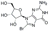 2-AMINO-8-BROMO-9-((2R,3R,4S,5R)-3,4-DIHYDROXY-5-HYDROXYMETHYL-TETRAHYDRO-FURAN-2-YL)-1,9-DIHYDRO-PURIN-6-ONE Struktur