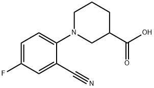 1-(2-Cyano-4-fluorophenyl)piperidine-3-carboxylic acid Struktur