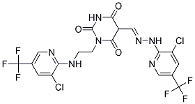 1-(2-((3-Chloro-5-(trifluoromethyl)-2-pyridinyl)amino)ethyl)-2,4,6-trioxohexahydro-5-pyrimidinecarbaldehyde N-(3-chloro-5-(trifluoromethyl)-2-pyridinyl)hydrazone Struktur