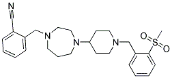 2-[(4-(1-[2-(METHYLSULFONYL)BENZYL]PIPERIDIN-4-YL)-1,4-DIAZEPAN-1-YL)METHYL]BENZONITRILE Struktur