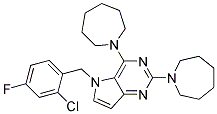 2,4-BIS-AZEPAN-1-YL-5-(2-CHLORO-4-FLUORO-BENZYL)-5H-PYRROLO[3,2-D]PYRIMIDINE Struktur