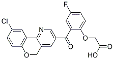 {2-[(9-CHLORO-5H-CHROMENO[4,3-B]PYRIDIN-3-YL)-CARBONYL]-4-FLUOROPHENOXY}ACETIC ACID Struktur