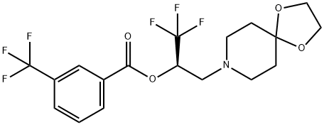 (1R)-1-(1,4-DIOXA-8-AZASPIRO[4.5]DEC-8-YLMETHYL)-2,2,2-TRIFLUOROETHYL 3-(TRIFLUOROMETHYL)BENZENECARBOXYLATE Struktur