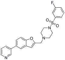 1-[(3-FLUOROPHENYL)SULFONYL]-4-[(5-PYRIDIN-3-YL-1-BENZOFURAN-2-YL)METHYL]PIPERAZINE Struktur