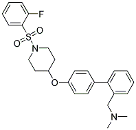 1-[4'-((1-[(2-FLUOROPHENYL)SULFONYL]PIPERIDIN-4-YL)OXY)BIPHENYL-2-YL]-N,N-DIMETHYLMETHANAMINE Struktur