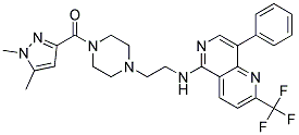 N-(2-(4-[(1,5-DIMETHYL-1H-PYRAZOL-3-YL)CARBONYL]PIPERAZIN-1-YL)ETHYL)-8-PHENYL-2-(TRIFLUOROMETHYL)-1,6-NAPHTHYRIDIN-5-AMINE Struktur