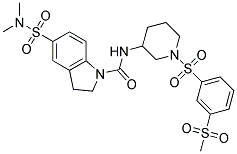 5-[(DIMETHYLAMINO)SULFONYL]-N-(1-([3-(METHYLSULFONYL)PHENYL]SULFONYL)PIPERIDIN-3-YL)INDOLINE-1-CARBOXAMIDE Struktur