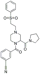 3-([4-[2-(PHENYLSULFONYL)ETHYL]-2-(PYRROLIDIN-1-YLCARBONYL)PIPERAZIN-1-YL]CARBONYL)BENZONITRILE Struktur