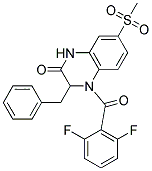 3-BENZYL-4-(2,6-DIFLUOROBENZOYL)-7-(METHYLSULFONYL)-3,4-DIHYDROQUINOXALIN-2(1H)-ONE Struktur