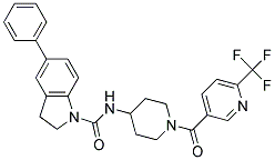 5-PHENYL-N-(1-([6-(TRIFLUOROMETHYL)PYRIDIN-3-YL]CARBONYL)PIPERIDIN-4-YL)INDOLINE-1-CARBOXAMIDE Struktur