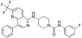 N-(3-FLUOROPHENYL)-4-([8-PHENYL-2-(TRIFLUOROMETHYL)-1,6-NAPHTHYRIDIN-5-YL]AMINO)PIPERIDINE-1-CARBOXAMIDE Struktur