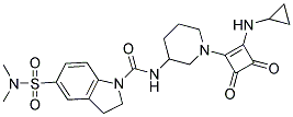 N-(1-[2-(CYCLOPROPYLAMINO)-3,4-DIOXOCYCLOBUT-1-EN-1-YL]PIPERIDIN-3-YL)-5-[(DIMETHYLAMINO)SULFONYL]INDOLINE-1-CARBOXAMIDE Struktur