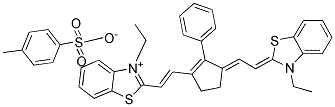 3-ETHYL-2-[(E)-2-(3-((E)-2-[3-ETHYL-1,3-BENZOTHIAZOL-2(3H)-YLIDENE]ETHYLIDENE)-2-PHENYL-1-CYCLOPENTEN-1-YL)ETHENYL]-1,3-BENZOTHIAZOL-3-IUM 4-METHYLBENZENESULFONATE Struktur