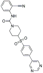 N-(2-CYANOPHENYL)-4-[(4-PYRIMIDIN-5-YLPHENYL)SULFONYL]PIPERIDINE-1-CARBOXAMIDE Struktur