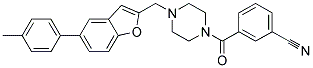 3-[(4-([5-(4-METHYLPHENYL)-1-BENZOFURAN-2-YL]METHYL)PIPERAZIN-1-YL)CARBONYL]BENZONITRILE Struktur