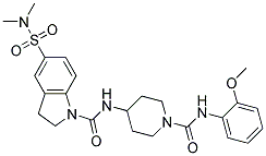 5-[(DIMETHYLAMINO)SULFONYL]-N-(1-([(2-METHOXYPHENYL)AMINO]CARBONYL)PIPERIDIN-4-YL)INDOLINE-1-CARBOXAMIDE Struktur