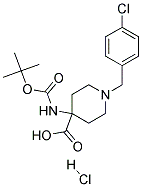 4-TERT-BUTOXYCARBONYLAMINO-1-(4-CHLORO-BENZYL)-PIPERIDINE-4-CARBOXYLIC ACID HYDROCHLORIDE Struktur