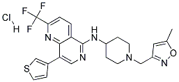 N-(1-[(5-METHYLISOXAZOL-3-YL)METHYL]PIPERIDIN-4-YL)-8-(3-THIENYL)-2-(TRIFLUOROMETHYL)-1,6-NAPHTHYRIDIN-5-AMINE HYDROCHLORIDE Struktur