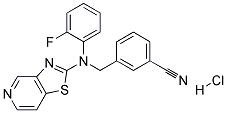 3-([(2-FLUOROPHENYL)([1,3]THIAZOLO[4,5-C]PYRIDIN-2-YL)AMINO]METHYL)BENZONITRILE HYDROCHLORIDE Struktur