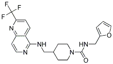 N-(2-FURYLMETHYL)-4-(([2-(TRIFLUOROMETHYL)-1,6-NAPHTHYRIDIN-5-YL]AMINO)METHYL)PIPERIDINE-1-CARBOXAMIDE Structure