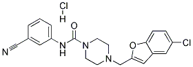 4-[(5-CHLORO-1-BENZOFURAN-2-YL)METHYL]-N-(3-CYANOPHENYL)PIPERAZINE-1-CARBOXAMIDE HYDROCHLORIDE Struktur