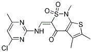 3-{[(4-CHLORO-6-METHYLPYRIMIDIN-2-YL)AMINO]METHYLIDENE}-1,5,6-TRIMETHYL-1,2 ,3,4-TETRAHYDRO-2LAMBDA~6~-THIENO[2,3-C][1,2]THIAZINE-2,2,4-TRIONE Struktur