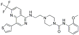 N-(2-METHOXYPHENYL)-4-(2-([8-(3-THIENYL)-2-(TRIFLUOROMETHYL)-1,6-NAPHTHYRIDIN-5-YL]AMINO)ETHYL)PIPERAZINE-1-CARBOXAMIDE Struktur