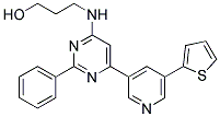 3-([2-PHENYL-6-(5-THIEN-2-YLPYRIDIN-3-YL)PYRIMIDIN-4-YL]AMINO)PROPAN-1-OL Struktur