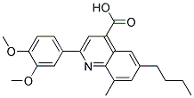 6-BUTYL-2-(3,4-DIMETHOXY-PHENYL)-8-METHYL-QUINOLINE-4-CARBOXYLIC ACID Struktur