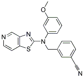 3-([(3-METHOXYPHENYL)([1,3]THIAZOLO[4,5-C]PYRIDIN-2-YL)AMINO]METHYL)BENZONITRILE Struktur