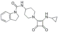 N-(1-[2-(CYCLOPROPYLAMINO)-3,4-DIOXOCYCLOBUT-1-EN-1-YL]PIPERIDIN-4-YL)INDOLINE-1-CARBOXAMIDE Struktur