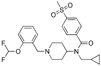 N-(CYCLOPROPYLMETHYL)-N-(1-[2-(DIFLUOROMETHOXY)BENZYL]PIPERIDIN-4-YL)-4-(METHYLSULFONYL)BENZAMIDE Struktur