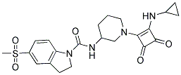 N-(1-[2-(CYCLOPROPYLAMINO)-3,4-DIOXOCYCLOBUT-1-EN-1-YL]PIPERIDIN-3-YL)-5-(METHYLSULFONYL)INDOLINE-1-CARBOXAMIDE Struktur