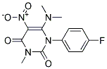 6-DIMETHYLAMINO-1-(4-FLUORO-PHENYL)-3-METHYL-5-NITRO-1H-PYRIMIDINE-2,4-DIONE Struktur