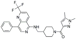 N-((1-[(1,5-DIMETHYL-1H-PYRAZOL-3-YL)CARBONYL]PIPERIDIN-4-YL)METHYL)-8-PHENYL-2-(TRIFLUOROMETHYL)-1,6-NAPHTHYRIDIN-5-AMINE Struktur