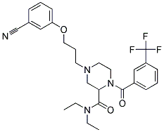 4-[3-(3-CYANOPHENOXY)PROPYL]-N,N-DIETHYL-1-[3-(TRIFLUOROMETHYL)BENZOYL]PIPERAZINE-2-CARBOXAMIDE Struktur