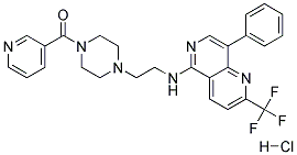 8-PHENYL-N-(2-[4-(PYRIDIN-3-YLCARBONYL)PIPERAZIN-1-YL]ETHYL)-2-(TRIFLUOROMETHYL)-1,6-NAPHTHYRIDIN-5-AMINE HYDROCHLORIDE Struktur