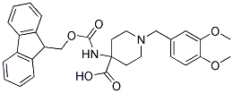 4-(((9H-FLUOREN-9-YL)METHOXY)CARBONYLAMINO)-1-(3,4-DIMETHOXYBENZYL)PIPERIDINE-4-CARBOXYLIC ACID Struktur