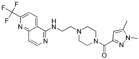 N-(2-(4-[(1,5-DIMETHYL-1H-PYRAZOL-3-YL)CARBONYL]PIPERAZIN-1-YL)ETHYL)-2-(TRIFLUOROMETHYL)-1,6-NAPHTHYRIDIN-5-AMINE Struktur