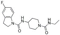 N-(1-[(ETHYLAMINO)CARBONYL]PIPERIDIN-4-YL)-5-FLUOROINDOLINE-1-CARBOXAMIDE Struktur