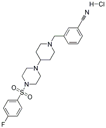 3-[(4-(4-[(4-FLUOROPHENYL)SULFONYL]PIPERAZIN-1-YL)PIPERIDIN-1-YL)METHYL]BENZONITRILE HYDROCHLORIDE Struktur