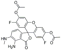 4-AMINO-5-METHYLAMINO-2',7'-DIFLUOROFLUORESCEIN DIACETATE Struktur