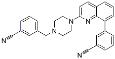 3-(2-[4-(3-CYANOBENZYL)PIPERAZIN-1-YL]QUINOLIN-8-YL)BENZONITRILE Struktur