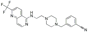 3-([4-(2-([2-(TRIFLUOROMETHYL)-1,6-NAPHTHYRIDIN-5-YL]AMINO)ETHYL)PIPERAZIN-1-YL]METHYL)BENZONITRILE Struktur