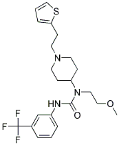 N-(2-METHOXYETHYL)-N-(1-[2-(2-THIENYL)ETHYL]PIPERIDIN-4-YL)-N'-[3-(TRIFLUOROMETHYL)PHENYL]UREA Struktur